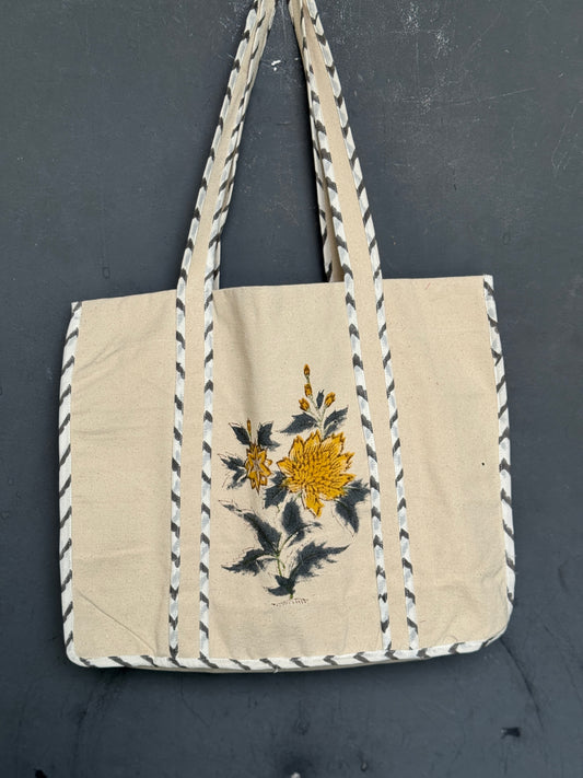 Canvas bag -  hand block printed cotton canvas hand bag