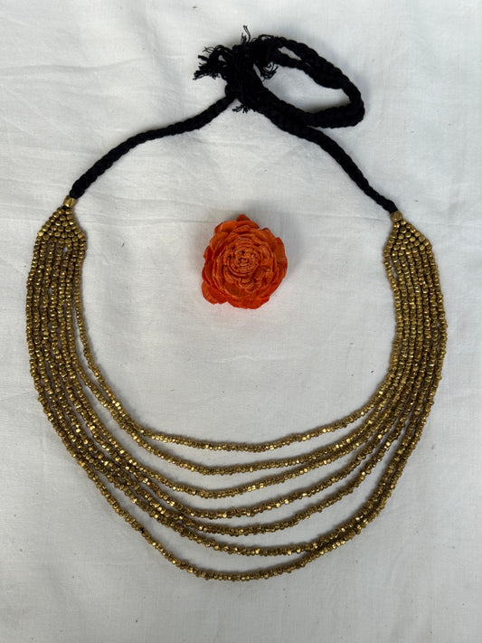 7 layered dokra brass beads handcrafted neckpiece