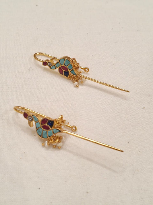 Birds silver ear bugidis / clip on - click to see color options