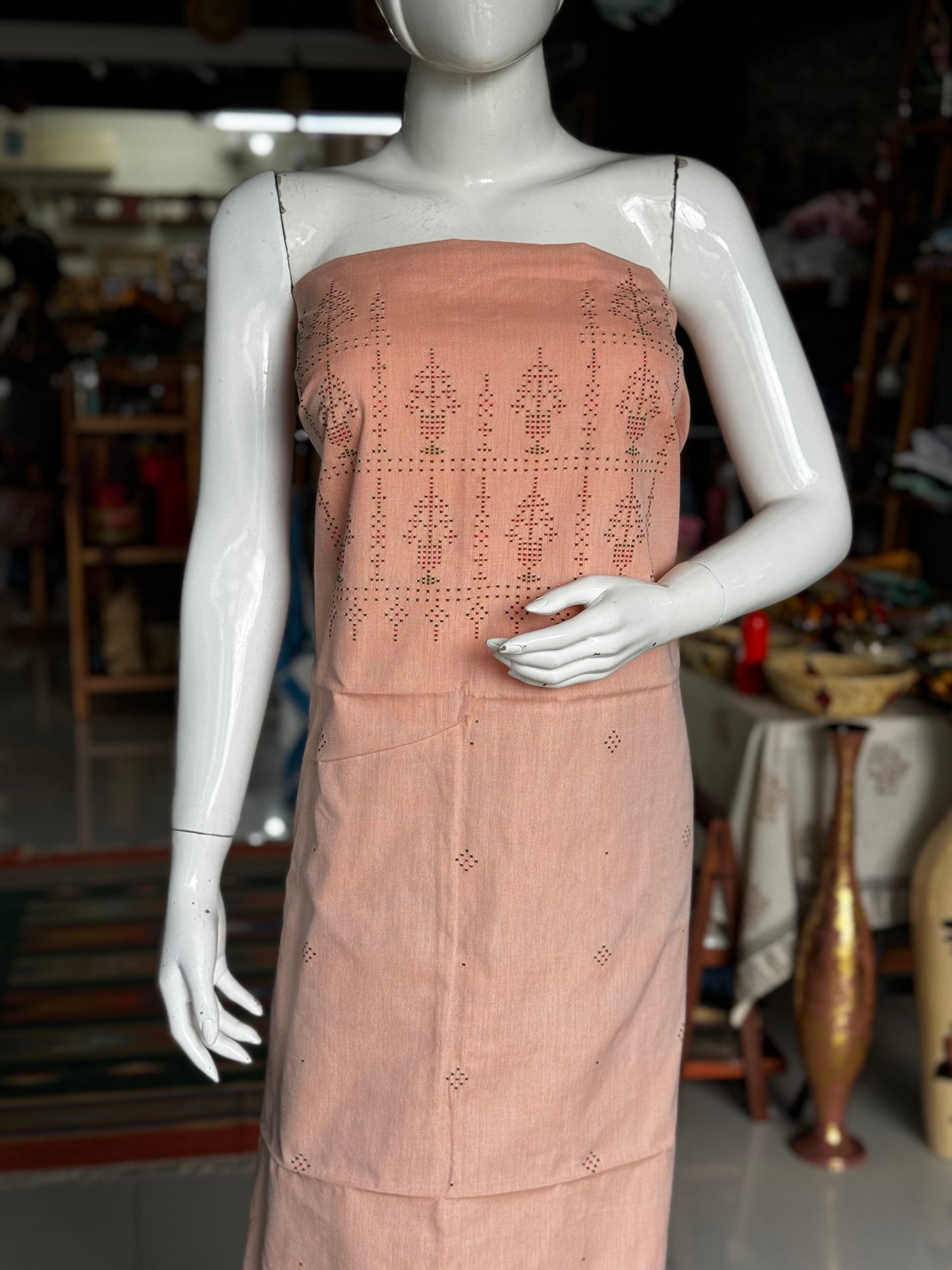 Tangaliya handwoven soft cotton unstitched kurti fabric