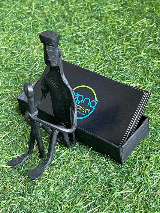Sitting man - cards holder, handcrafted wrought iron