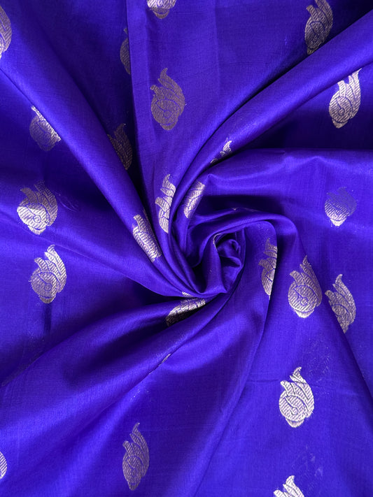 Venkatagiri blue silk handwoven fabric with butis