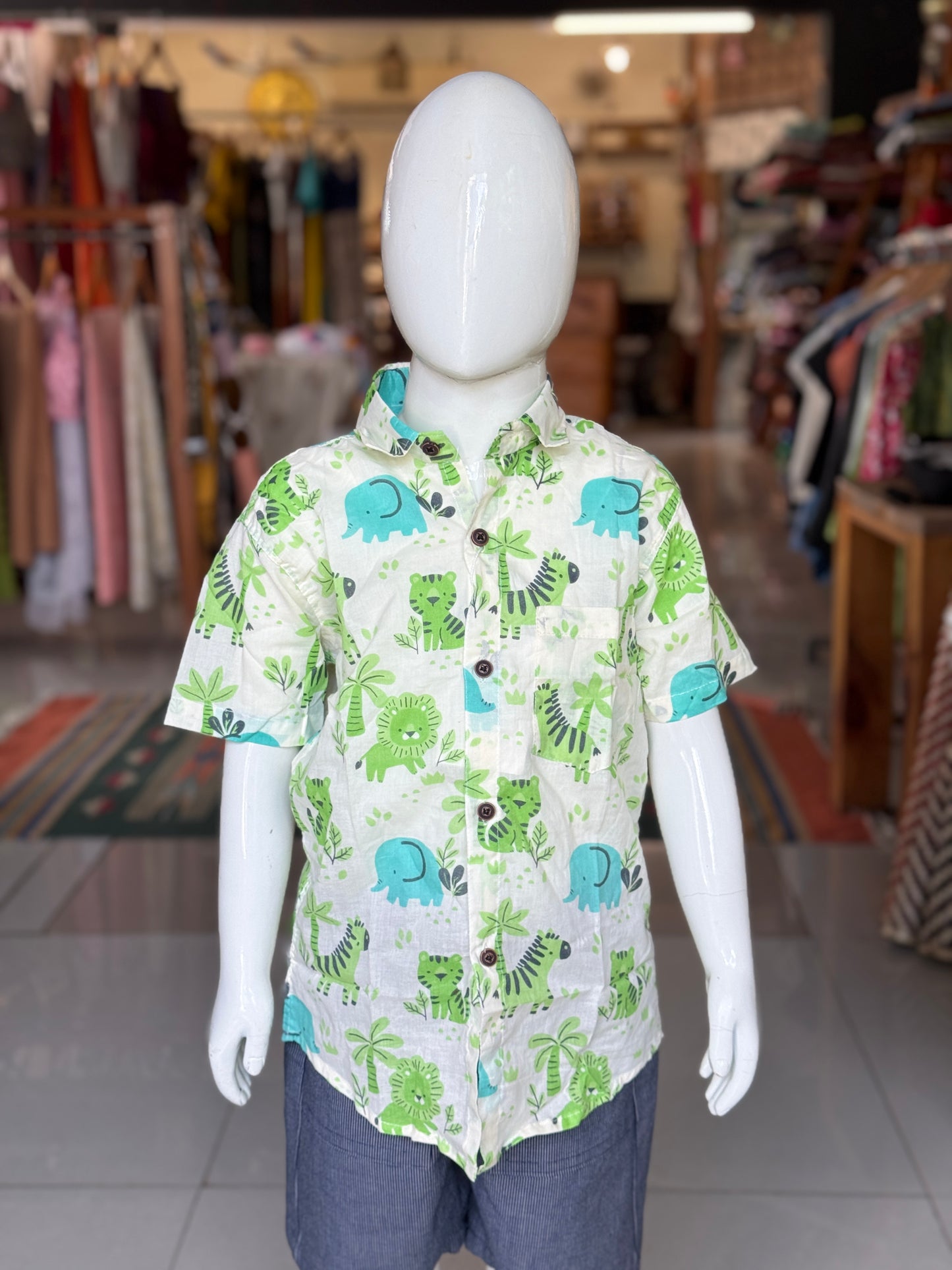 Cute prints cotton half sleeves shirt for boys - click to see prints options