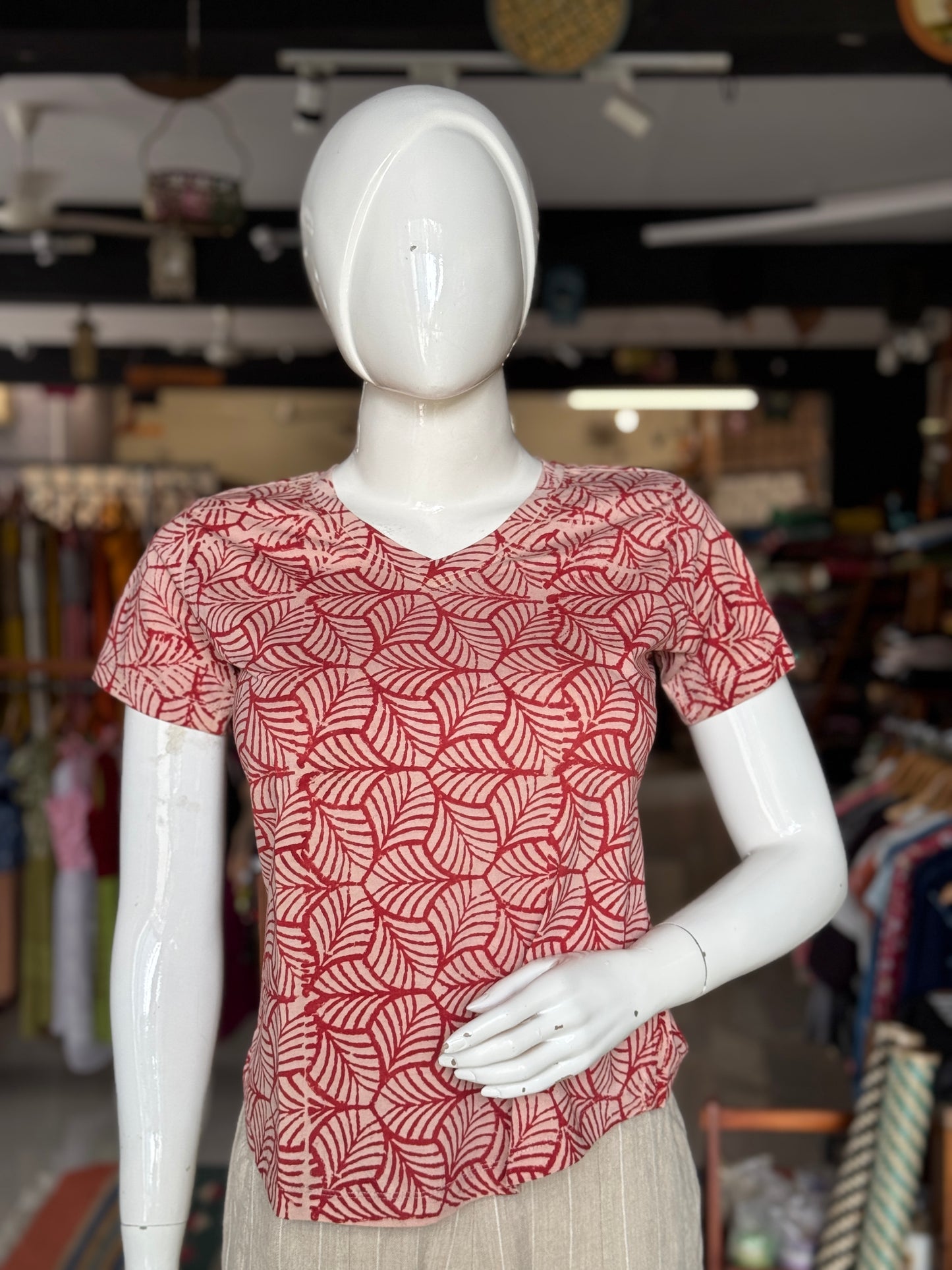 Beautiful cut womens tees - cotton, hand block printed, natural dyed tshirt for women - multiple designs and sizes