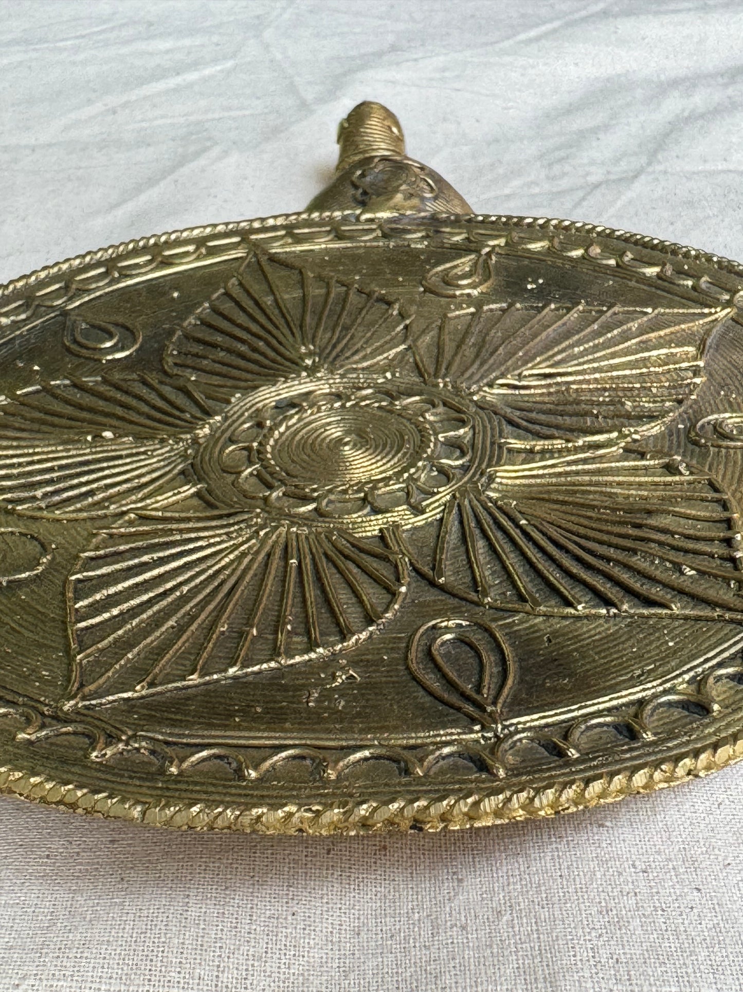 Brass tray / riser with tortoise legs - dokra hand crafted decor