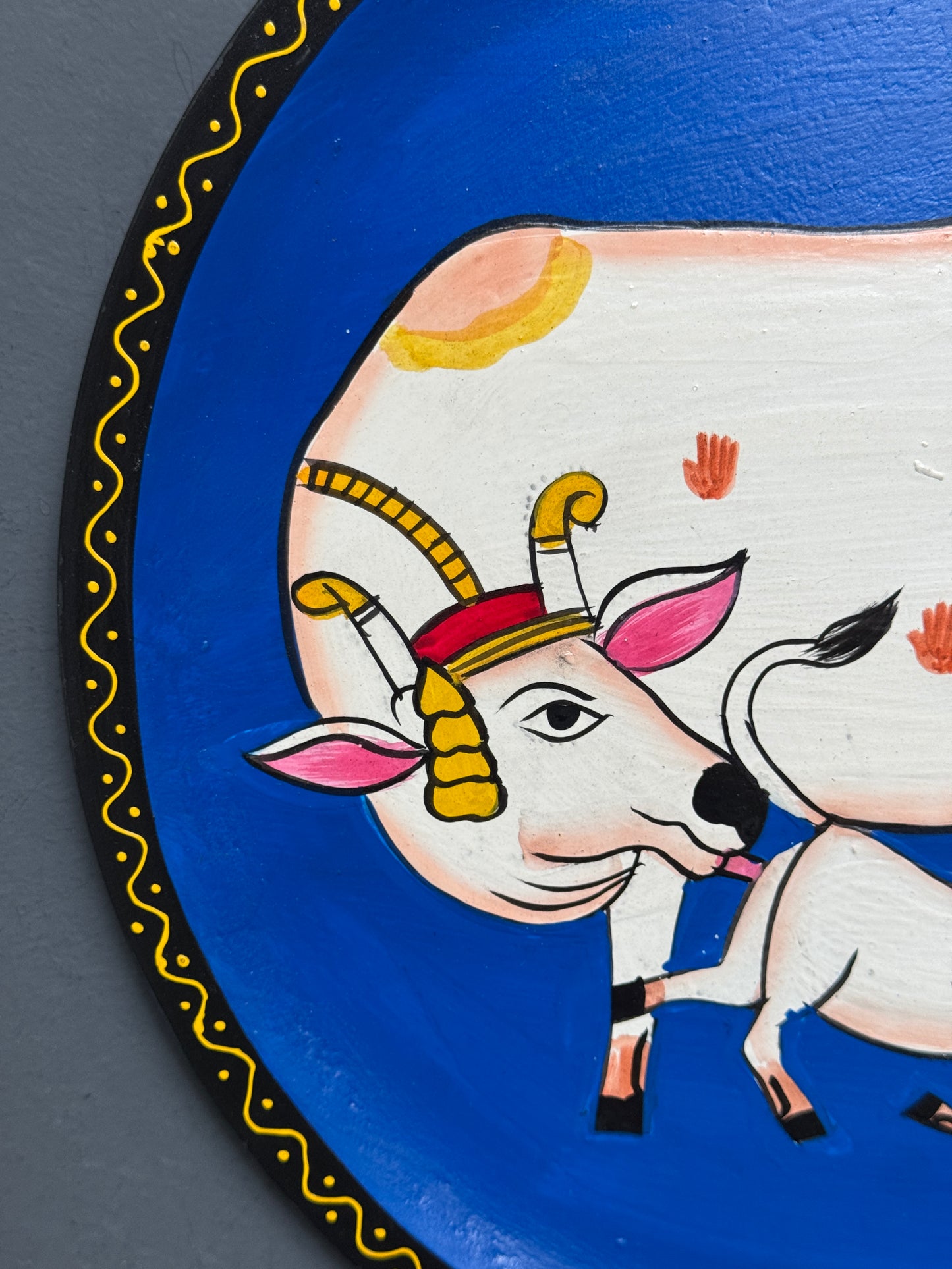 Wooden hand painted round wall plate - multiple designs available
