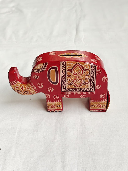 Leather handcrafted money bank - embossed and painted - multiple designs available