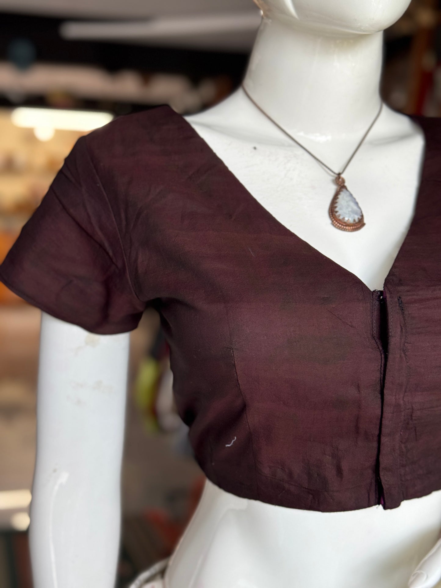 Brown silk cotton handwoven, light hand block printed blouse - multiple styles