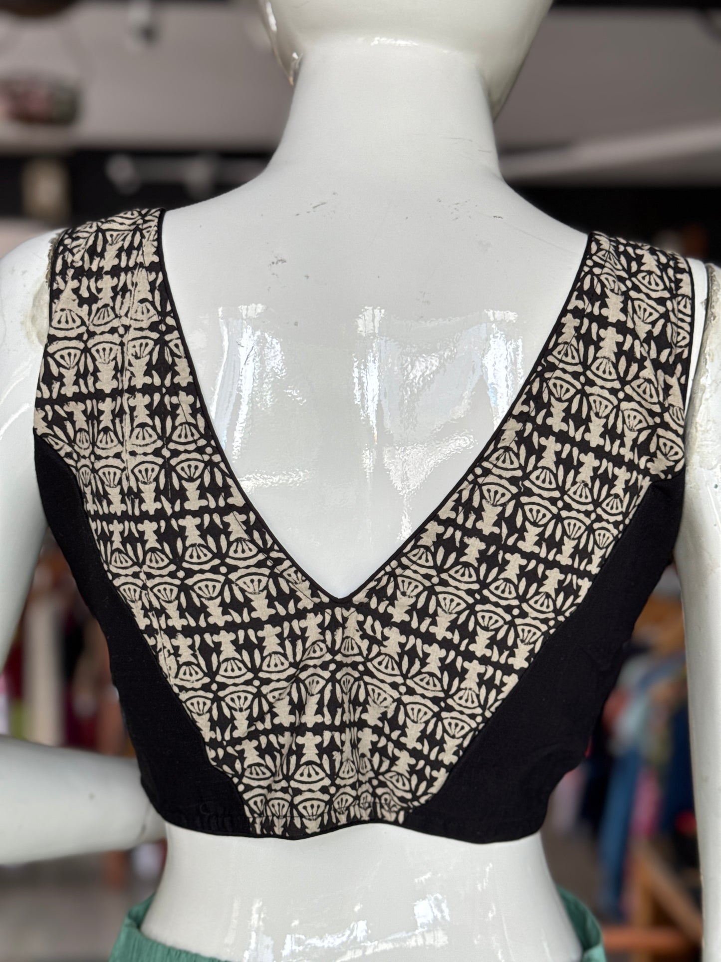 Princess cut cotton hand block printed sleeveless blouse - multiple designs available