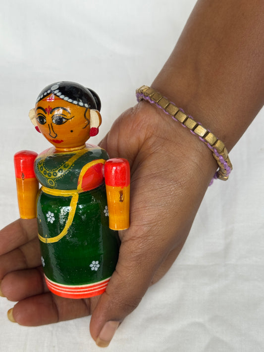 Lavender thread dokra brass beads handcrafted bracelet - single