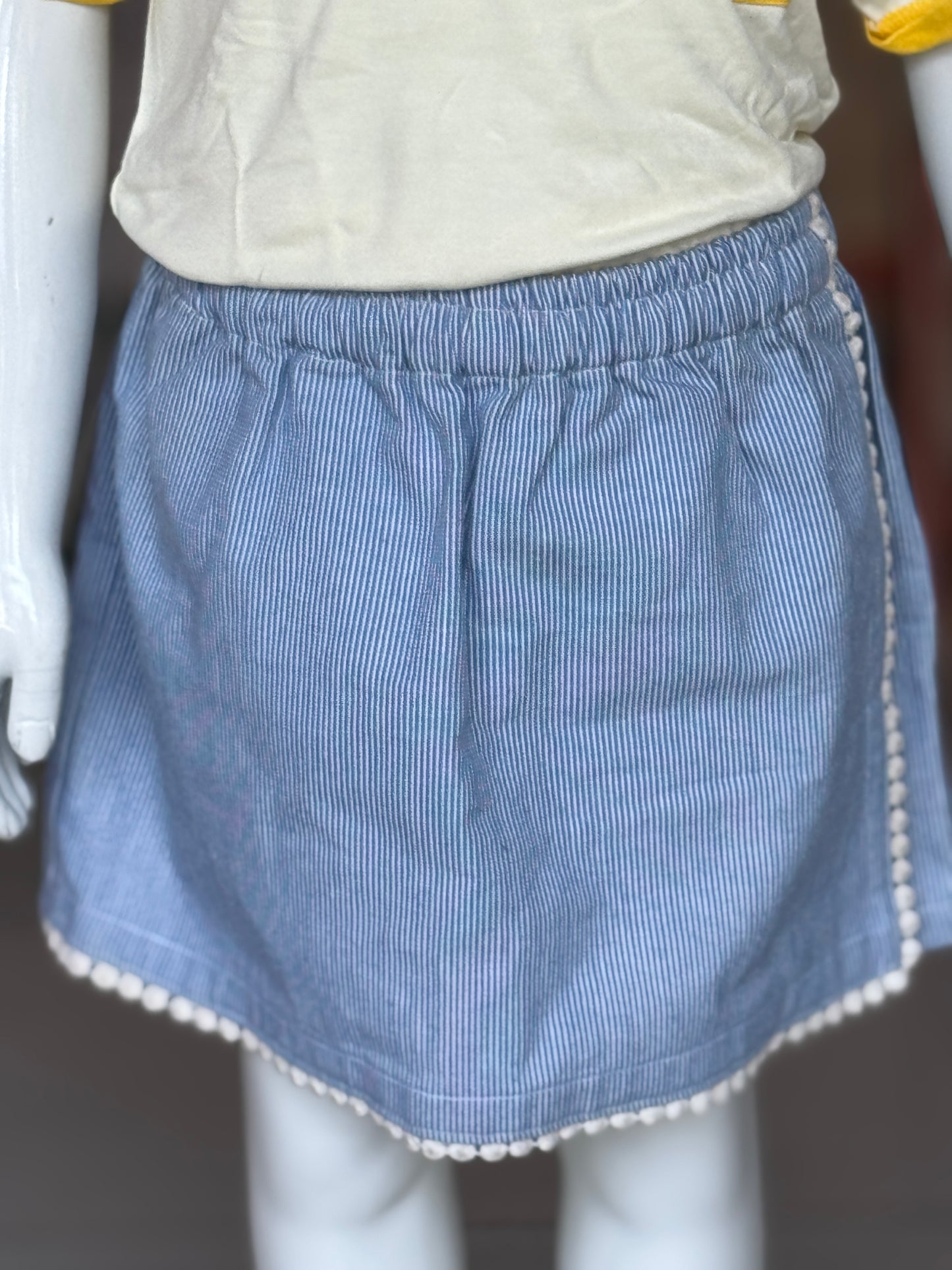 Blue stripes skirt style shorts for girls