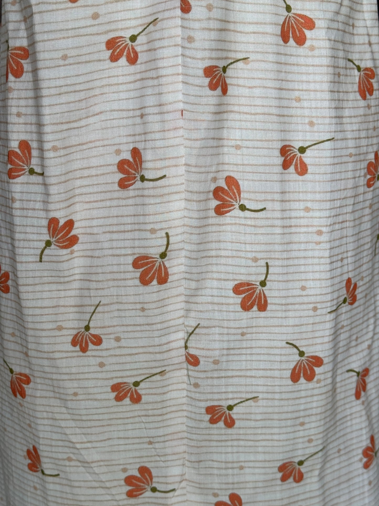 Mul cotton soft handwoven straight kurti - off white with peach floral print