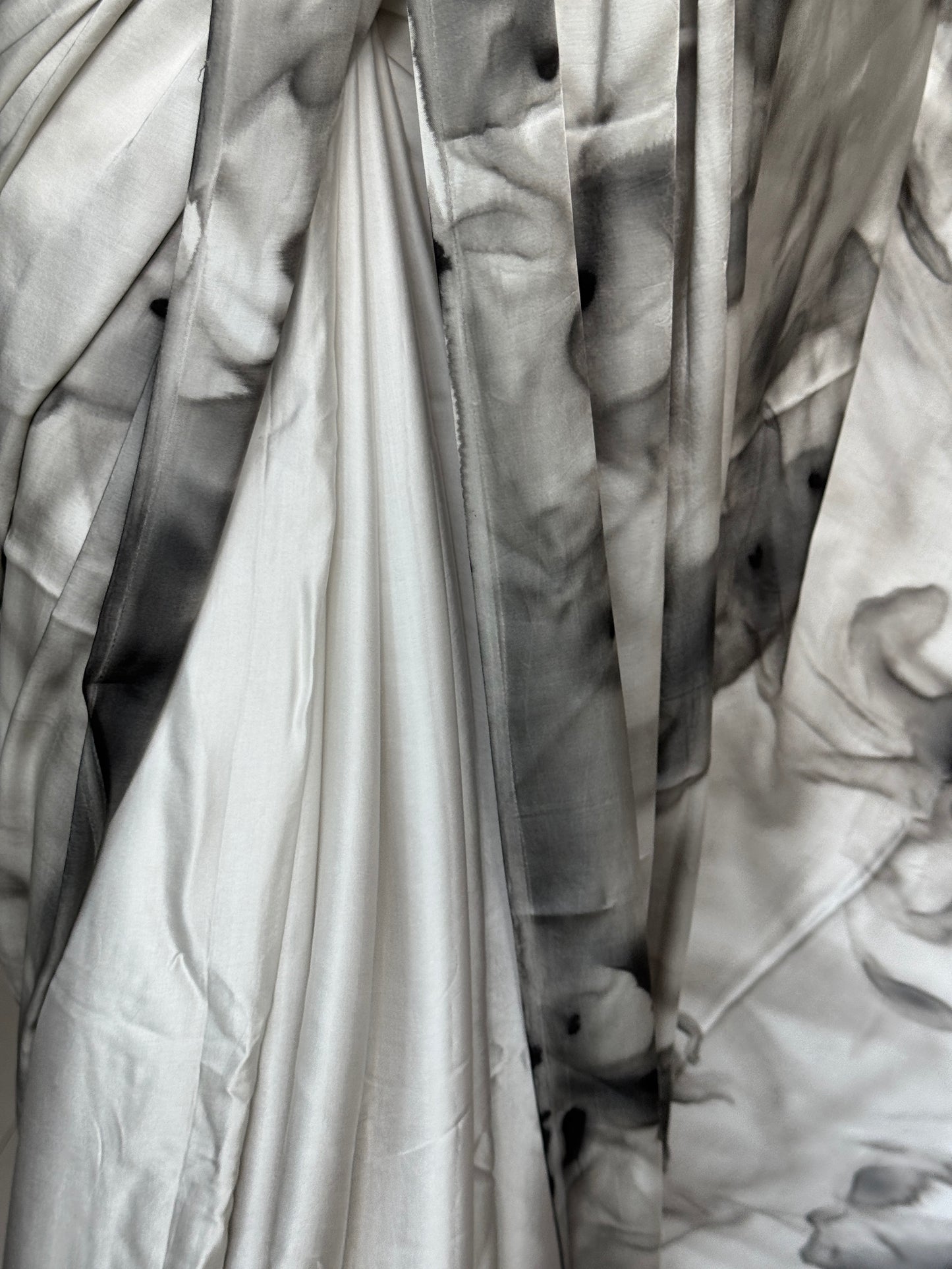 Shades of grey - floral design water colors hand painted soft n flowy modal saree