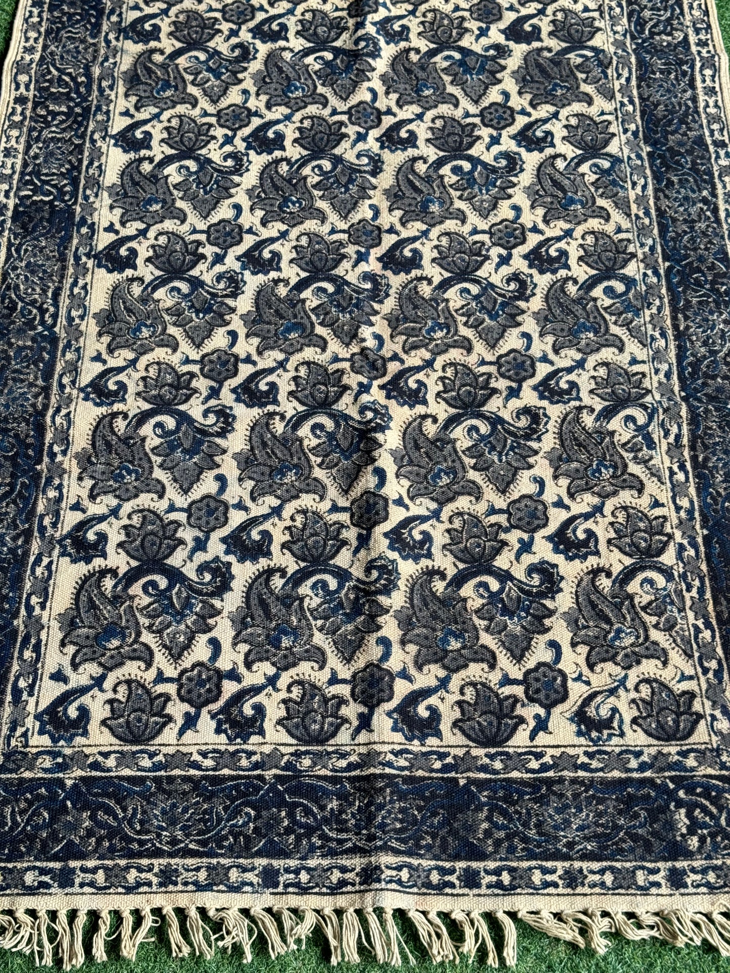 3 x 5 feet cotton Kalamkari hand block printed carpet