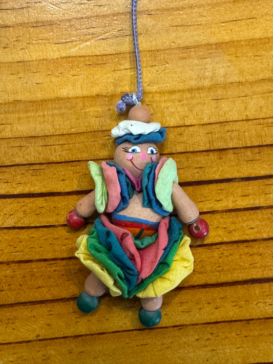 Terracotta doll in a colorful outfit - handcrafted car hanging / wall decor
