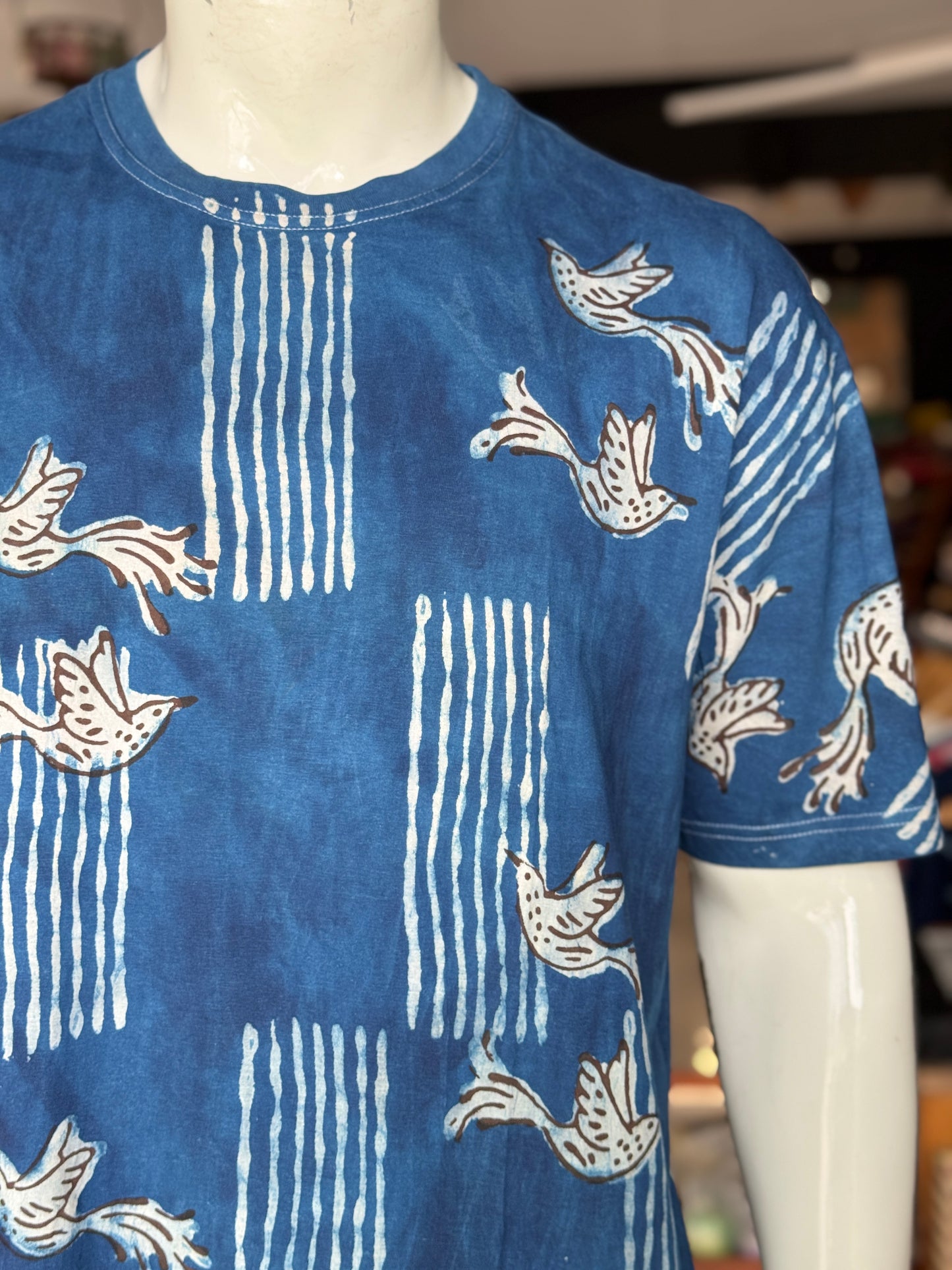 Quirky tees - hand block printed, natural dyed, mens cotton t-shirt