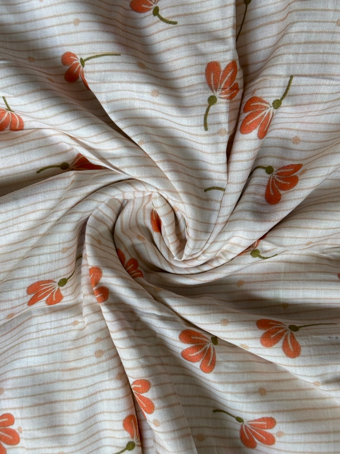 Digital printed cotton handwoven textured fabric