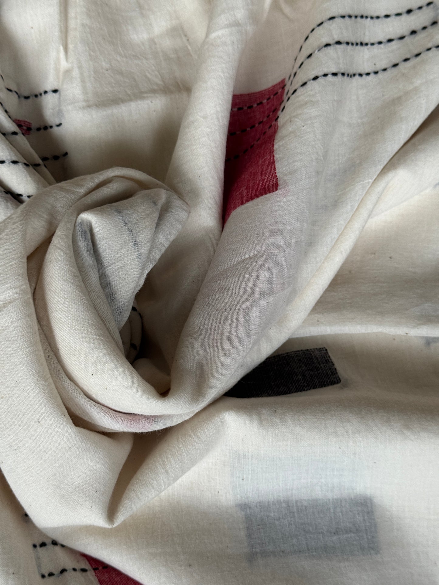 Jamdani 120 count super soft Off white cotton handloom fabric