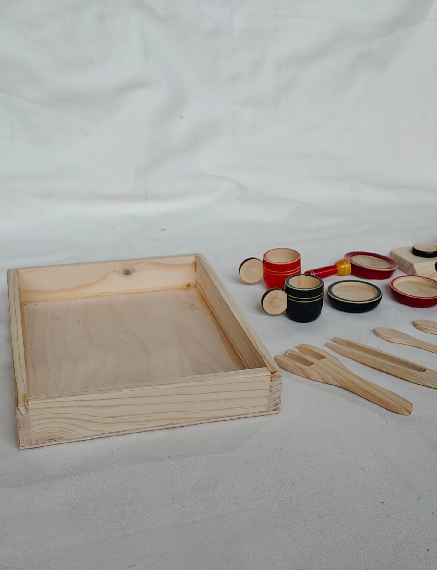 15 piece wooden handmade pretend play kitchen set