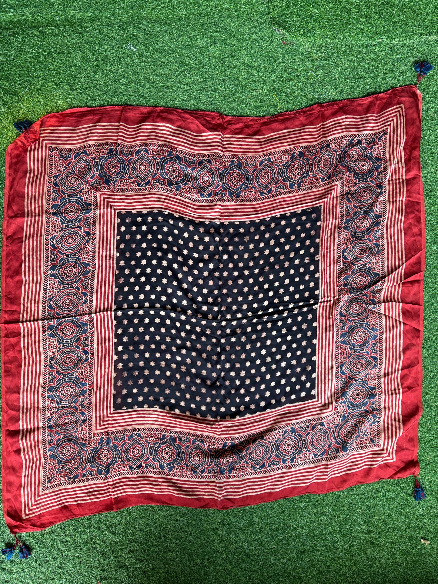 Scarf - hand block printed Ajrakh on soft modal