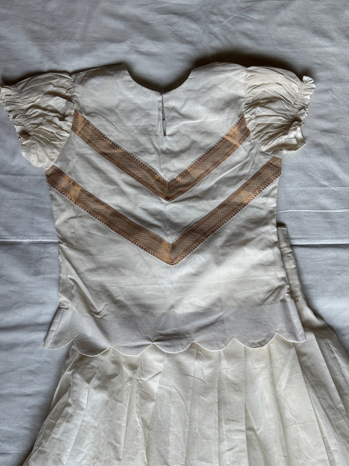 Off white Mangalagiri handwoven lehenga skirt and top - Nizam zari border coord set