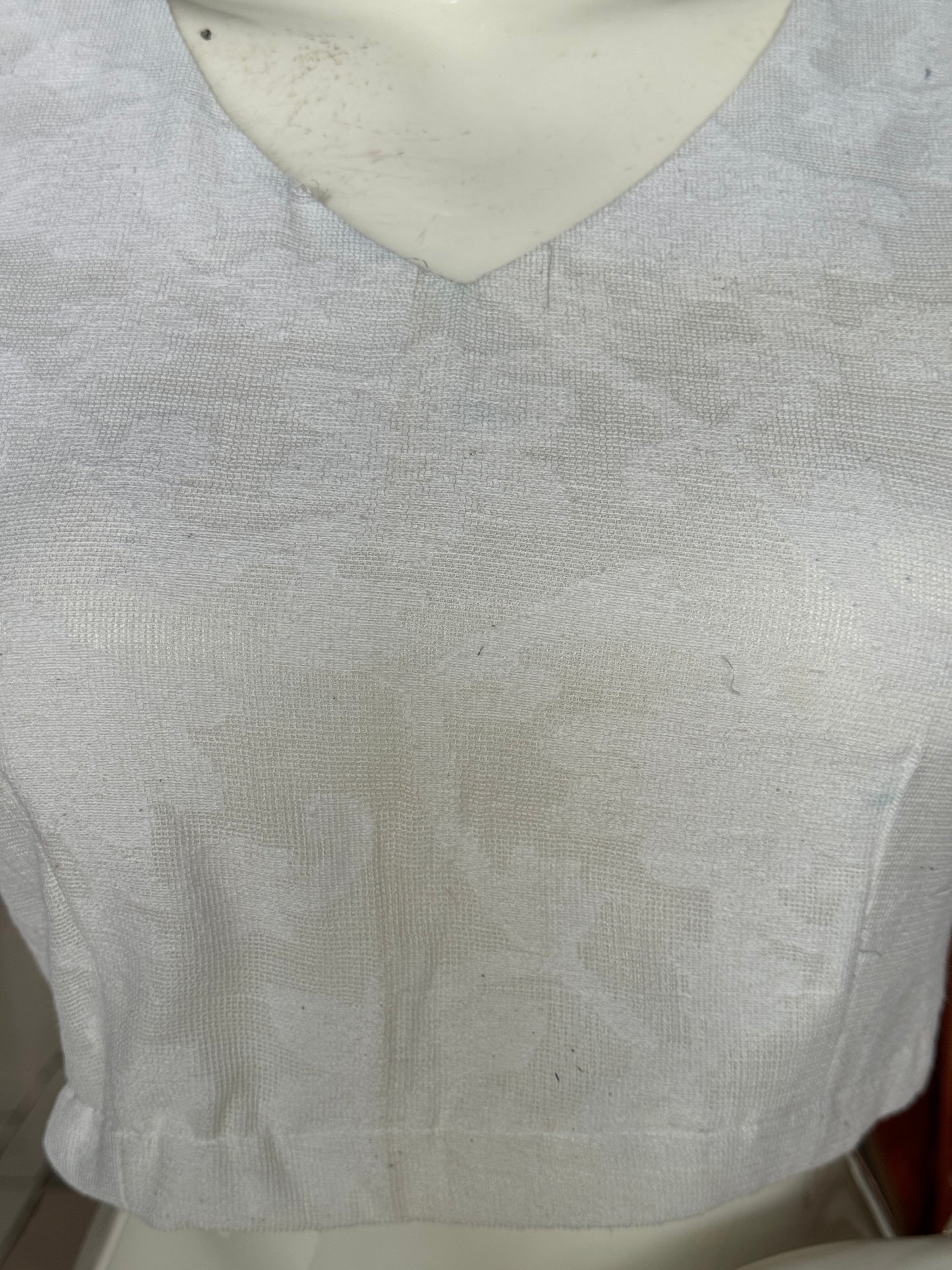 White cut work cotton blouse with lining, back open - design option available