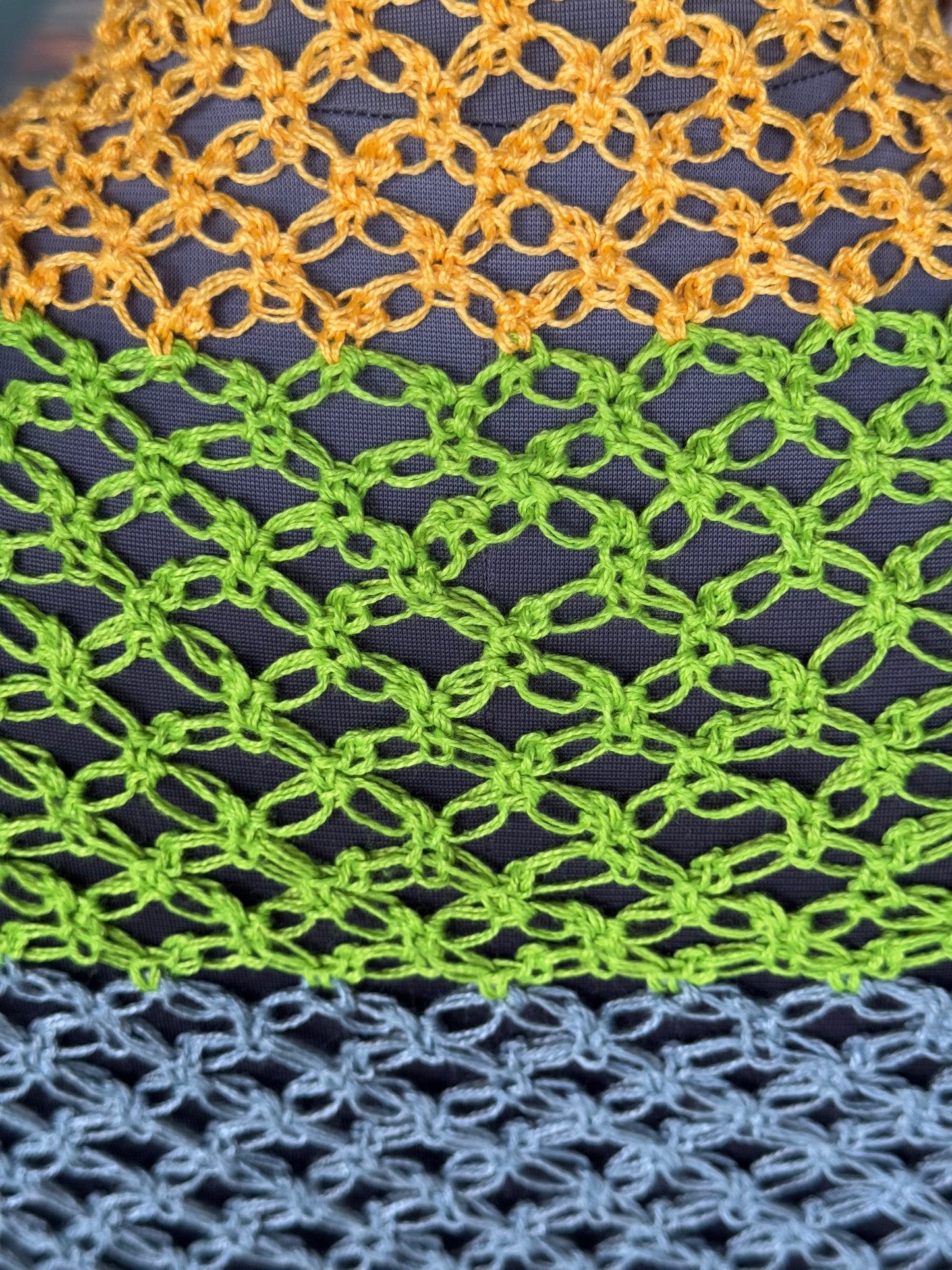 Hand crocheted colorful soft cotton yarn triangular scarf with tassles