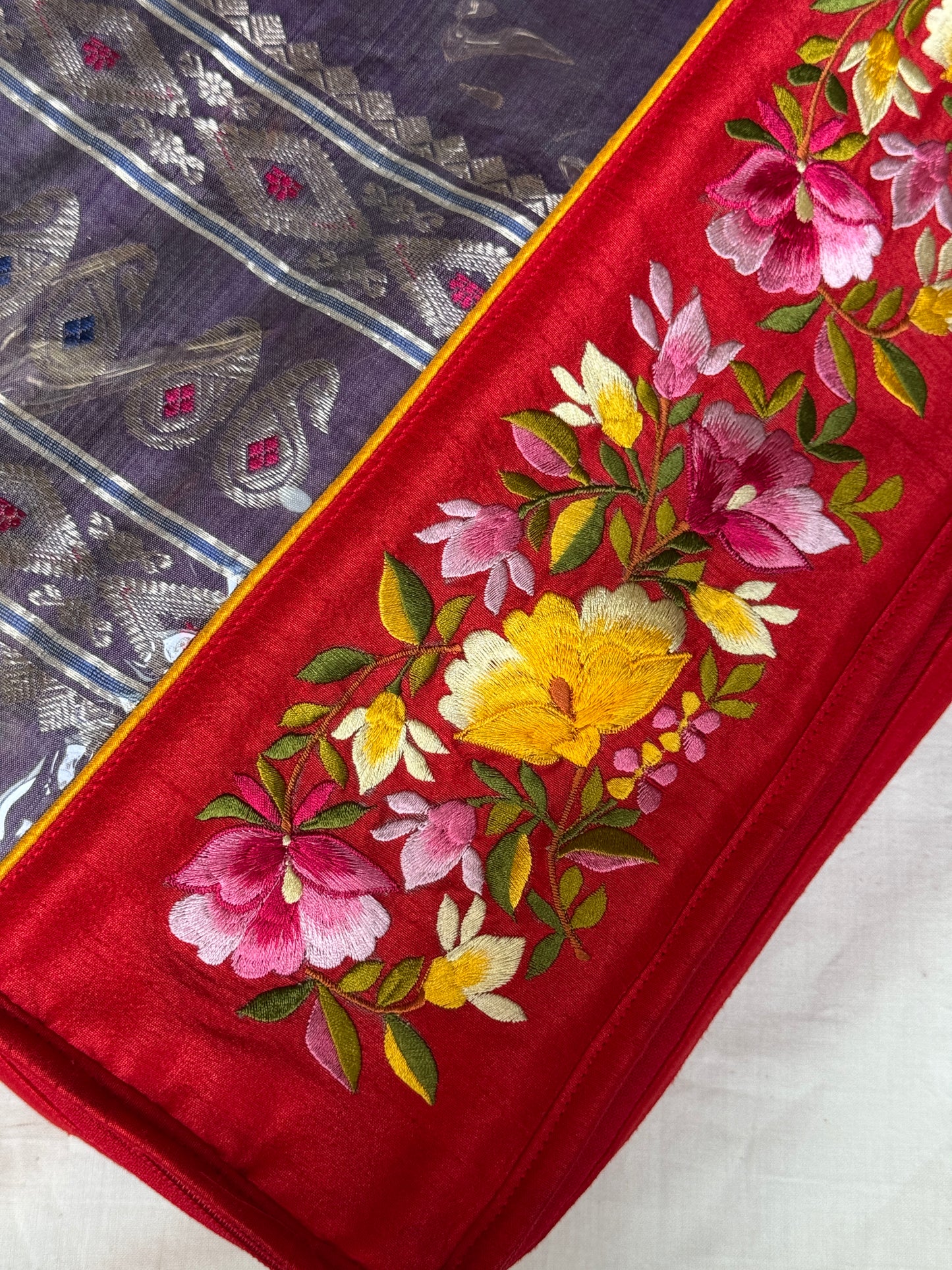 Embroidered saree gift cum storage bag - comes with small see through area