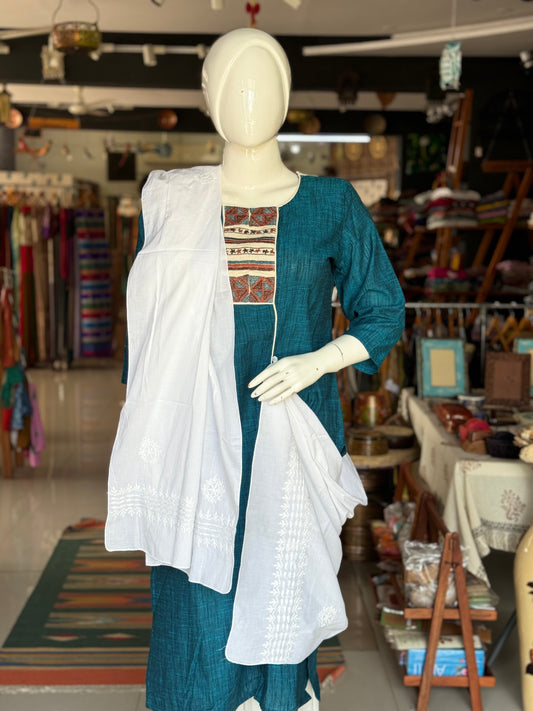 Cotton Chikankari hand embroidered stole