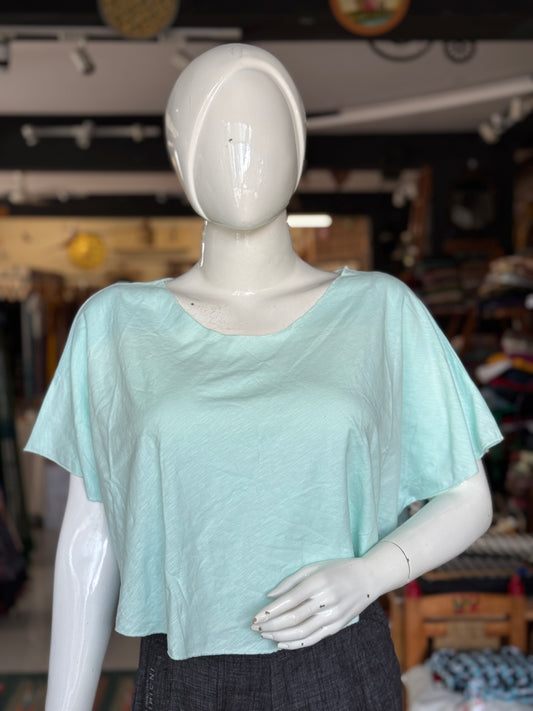 Knit cotton cape style crop top -  free size stretchable