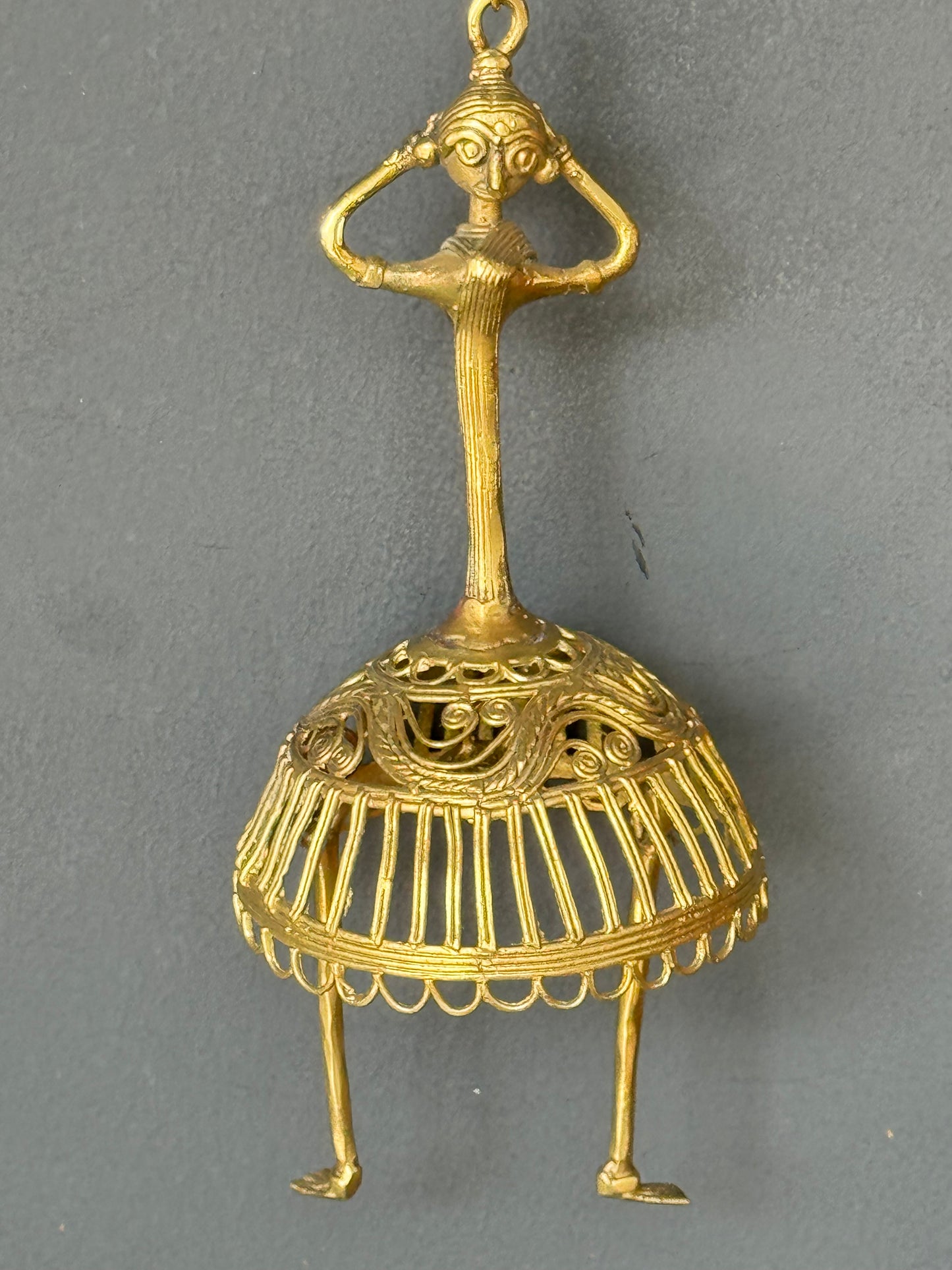 Dancing lady dokra handcrafted brass hanging decor