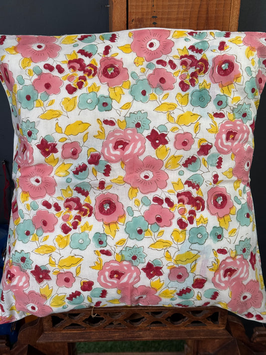 20 x 20 inch hand block printed cotton cushion cover