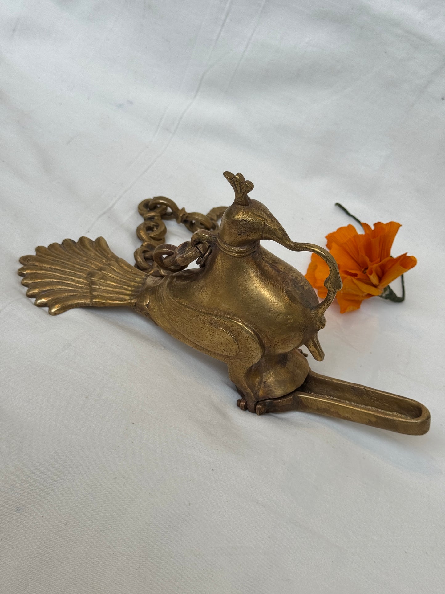 Hanging vintage peacock oil lamp