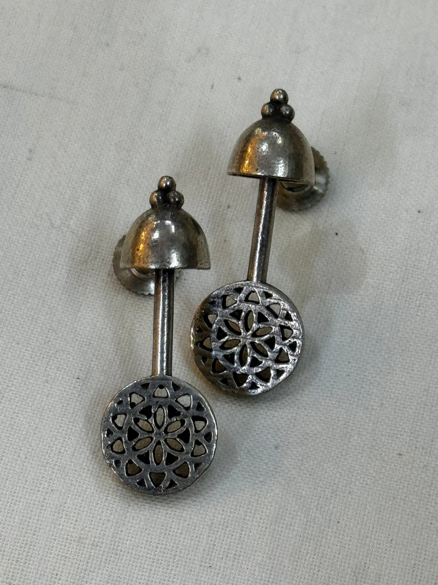 Umbrella dome stud with floral chakra drop earrings