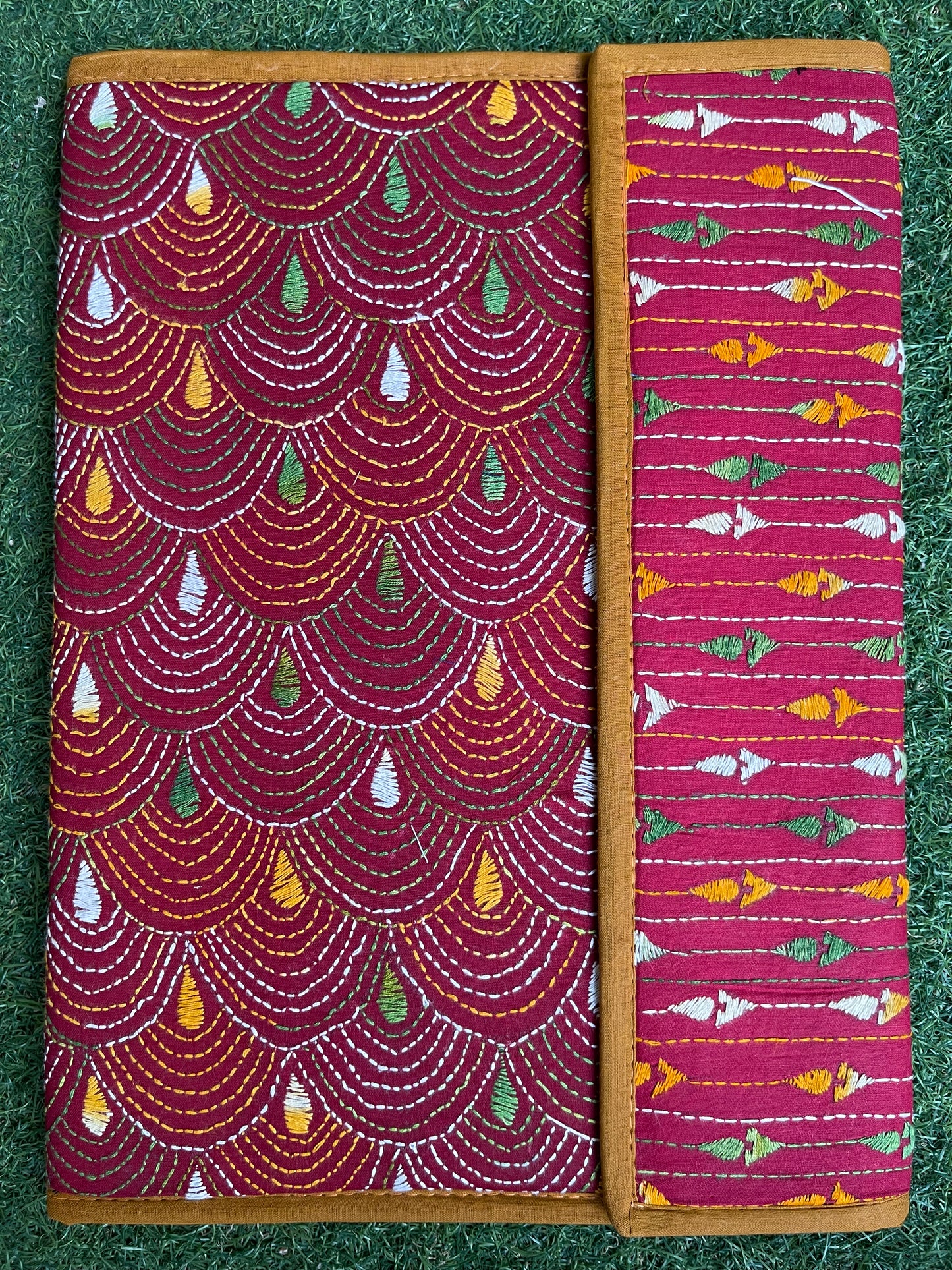 Kantha hand embroidered folder