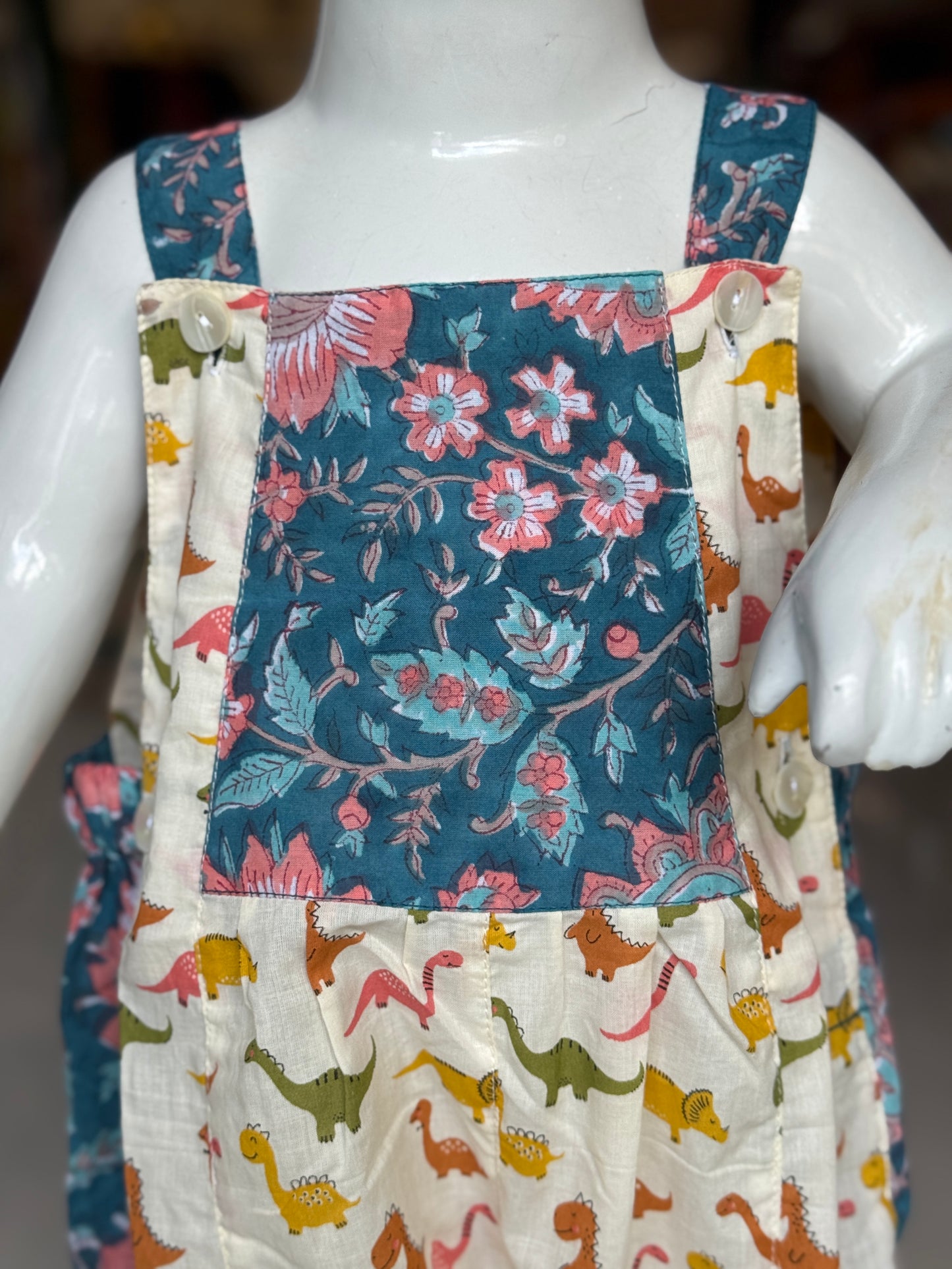 Rompers for babies - hand block printed upcycled soft cotton fabric scrap based unisex outfit for boys and girls