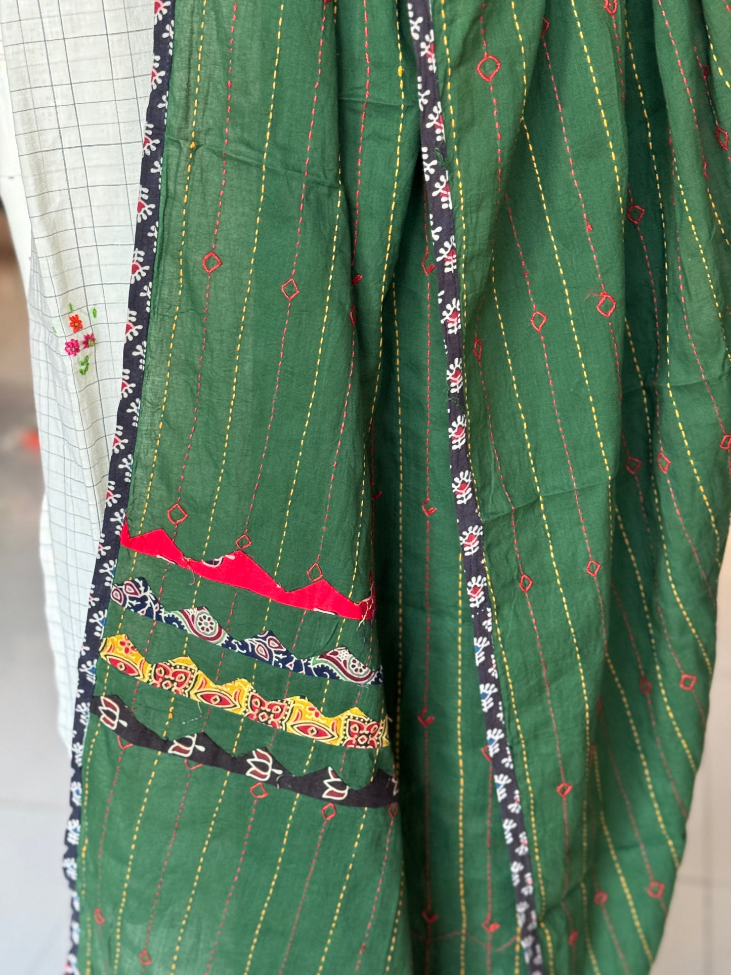 Appliq n hand embroidered mirror work cotton dupatta - click to see multiple designs