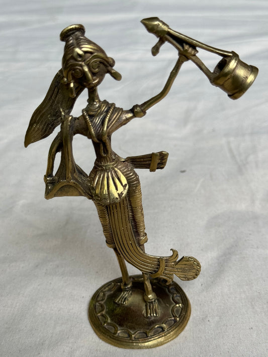 Baul singer in brass - beautiful dokra hand crafted decor