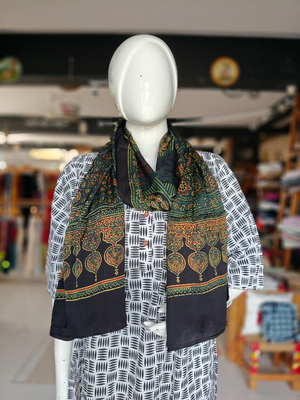 Ajrakh hand block printed soft modal stole - click to see colors and designs