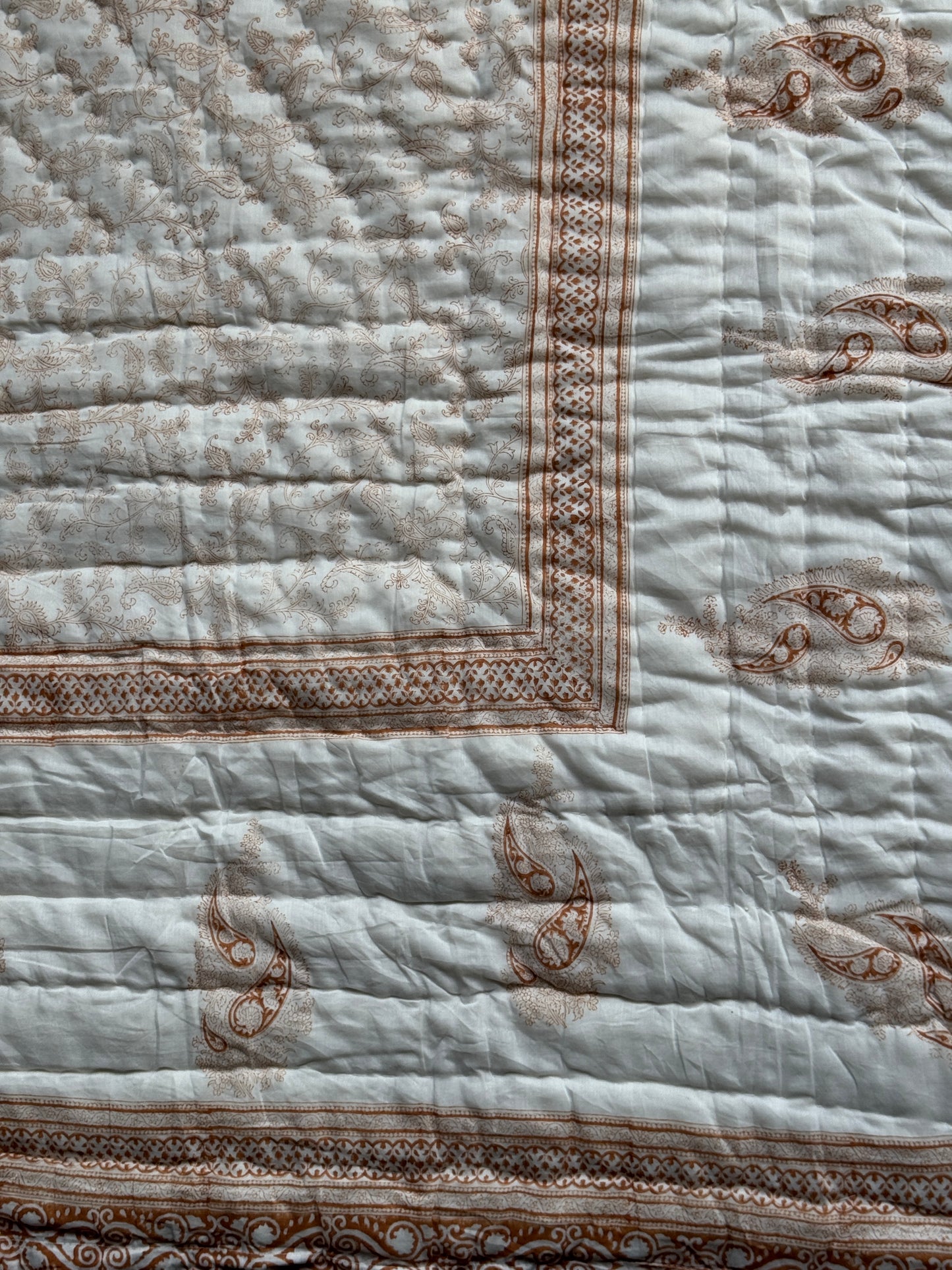 Hand block printed cotton quilt- king size 90 x 108 inches - multiple designs available