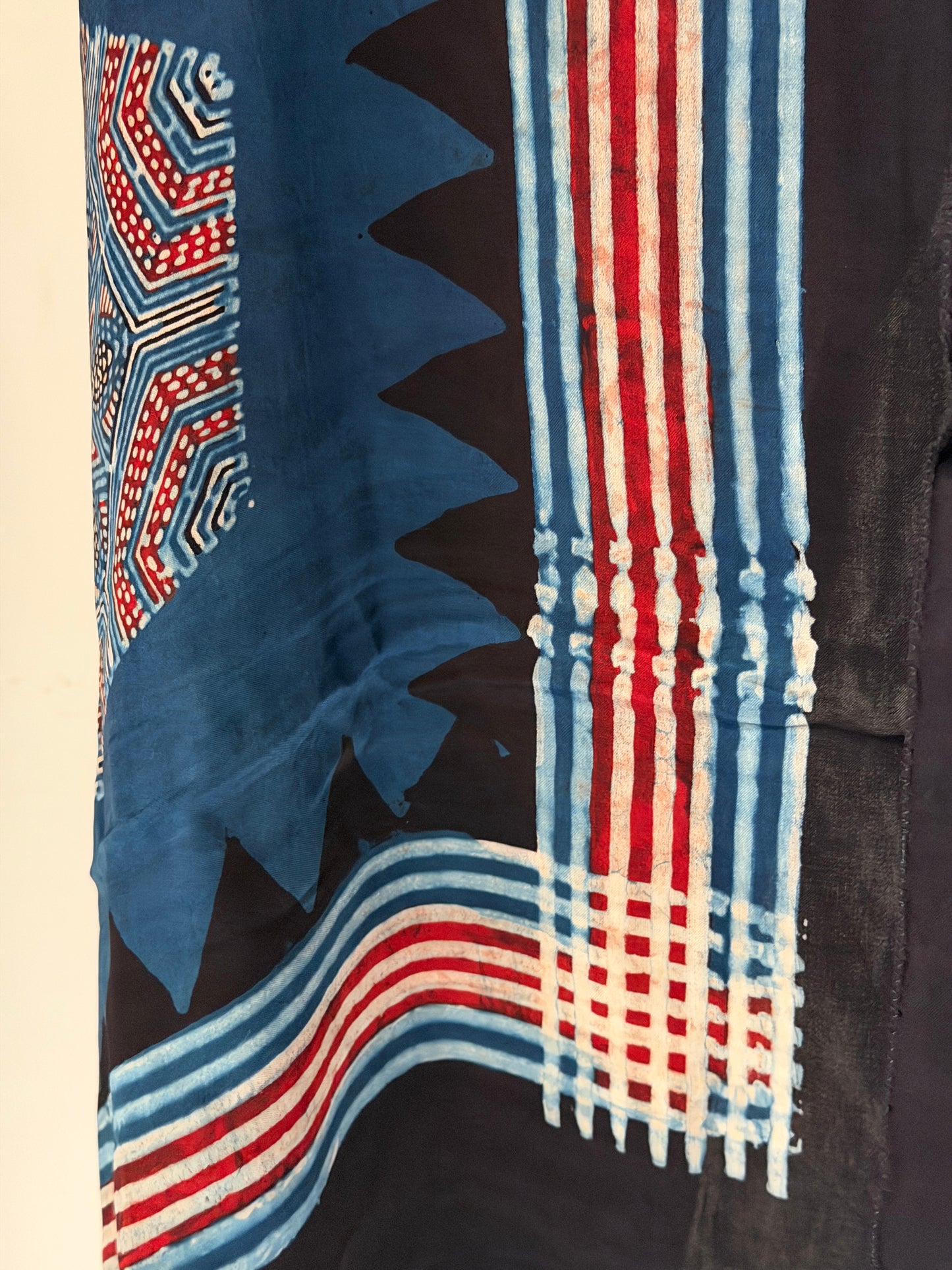 Indigo hexagon print Ajrakh hand block printed soft modal stole