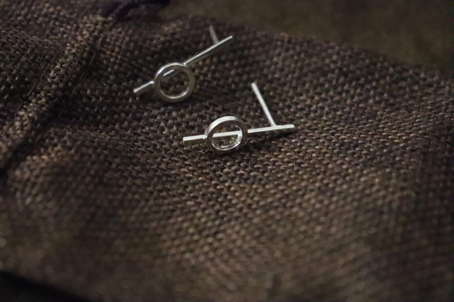 Sleek circle on a stick Sterling 92.5 silver earrings