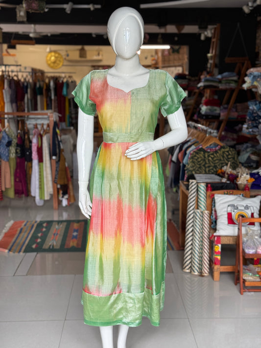 Colorful ikat handwoven Mangalagiri LT silk dress / kurti - click to see options