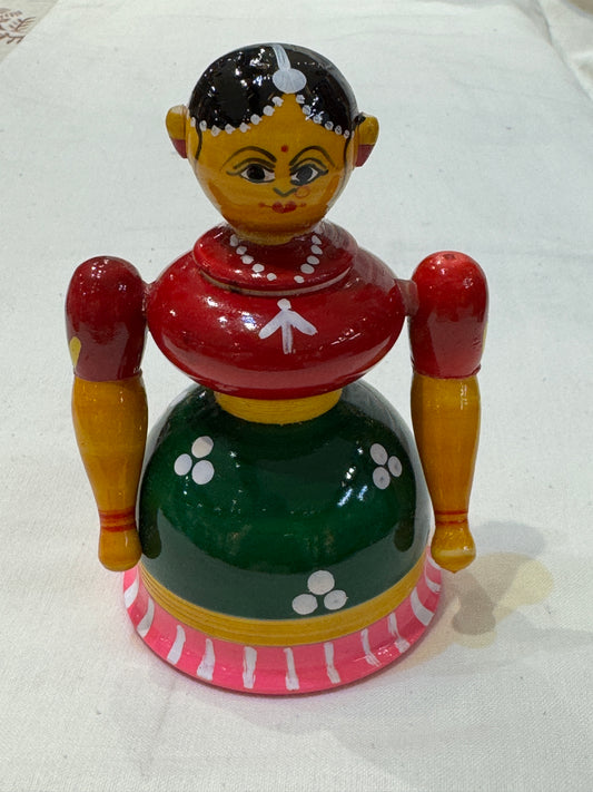 Buttabomma, lady shaped haldi / KumKum container - Etikoppaka Wooden handcrafted decor