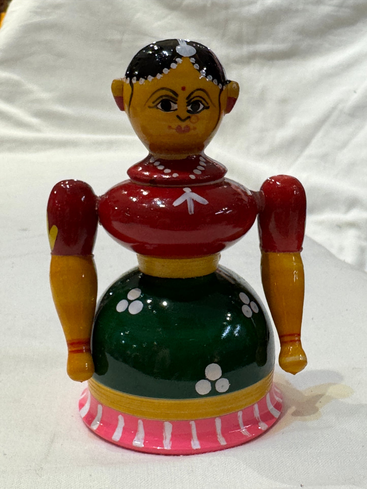 Buttabomma, lady shaped haldi / KumKum container - Etikoppaka Wooden handcrafted decor