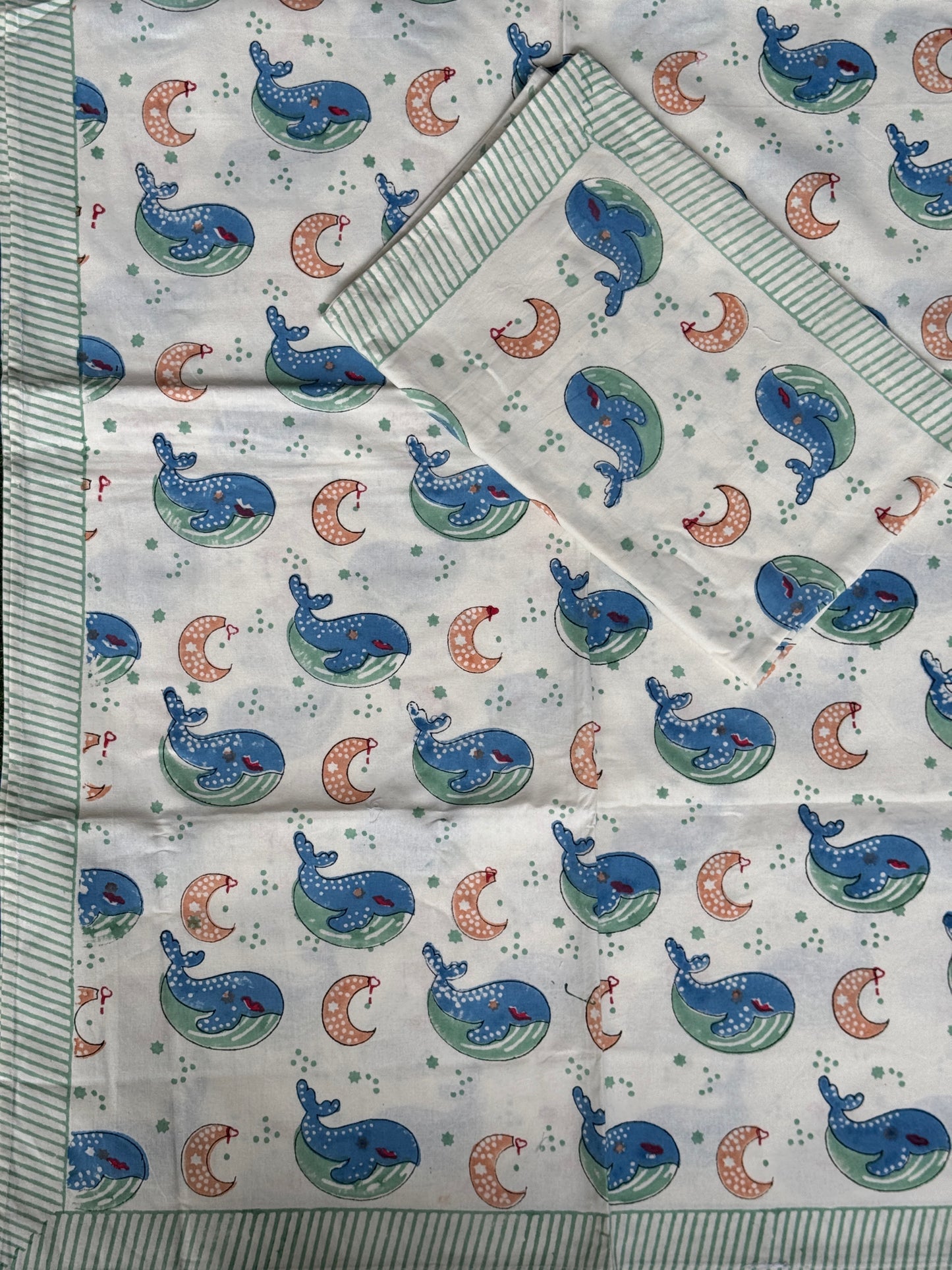 Cute prints single bedsheet & pillow cover in hand block printed pure cotton - multiple designs available