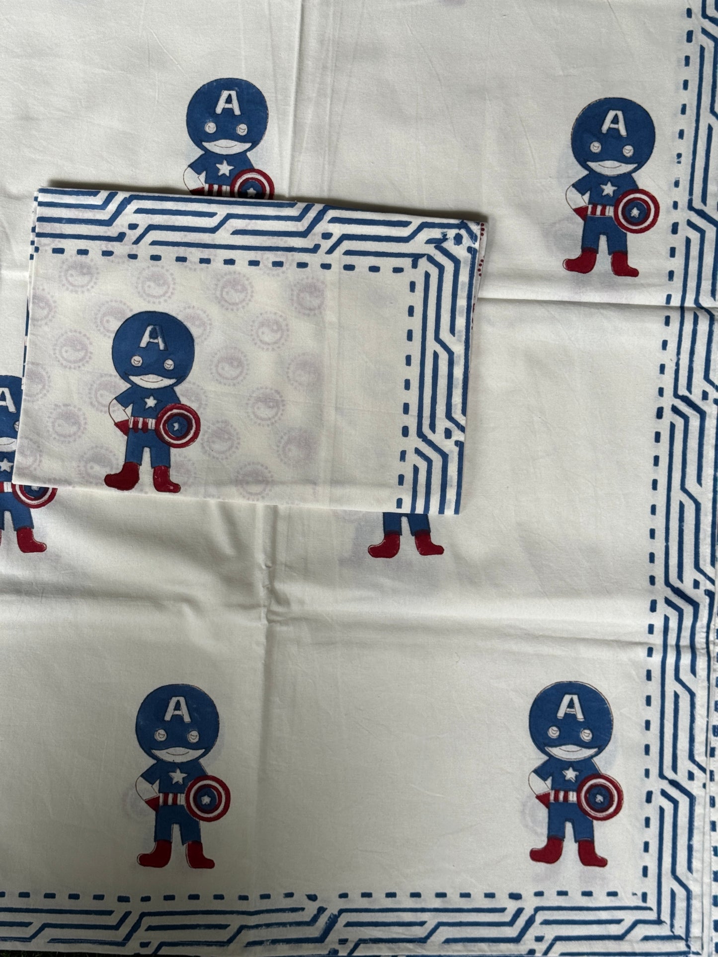 Cute prints single bedsheet & pillow cover in hand block printed pure cotton - multiple designs available
