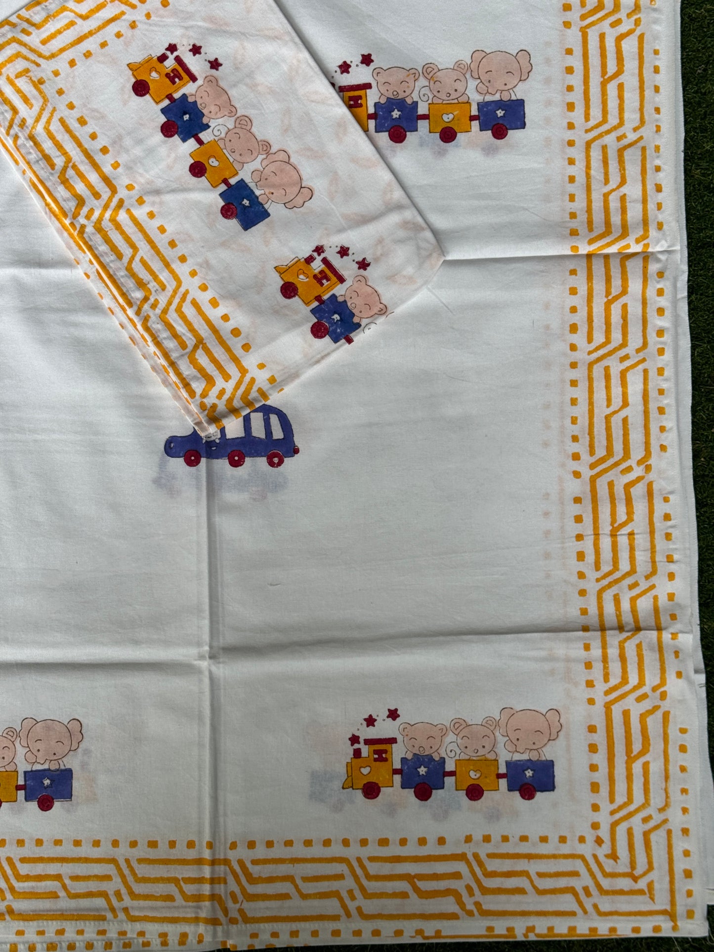 Cute prints single bedsheet & pillow cover in hand block printed pure cotton - multiple designs available