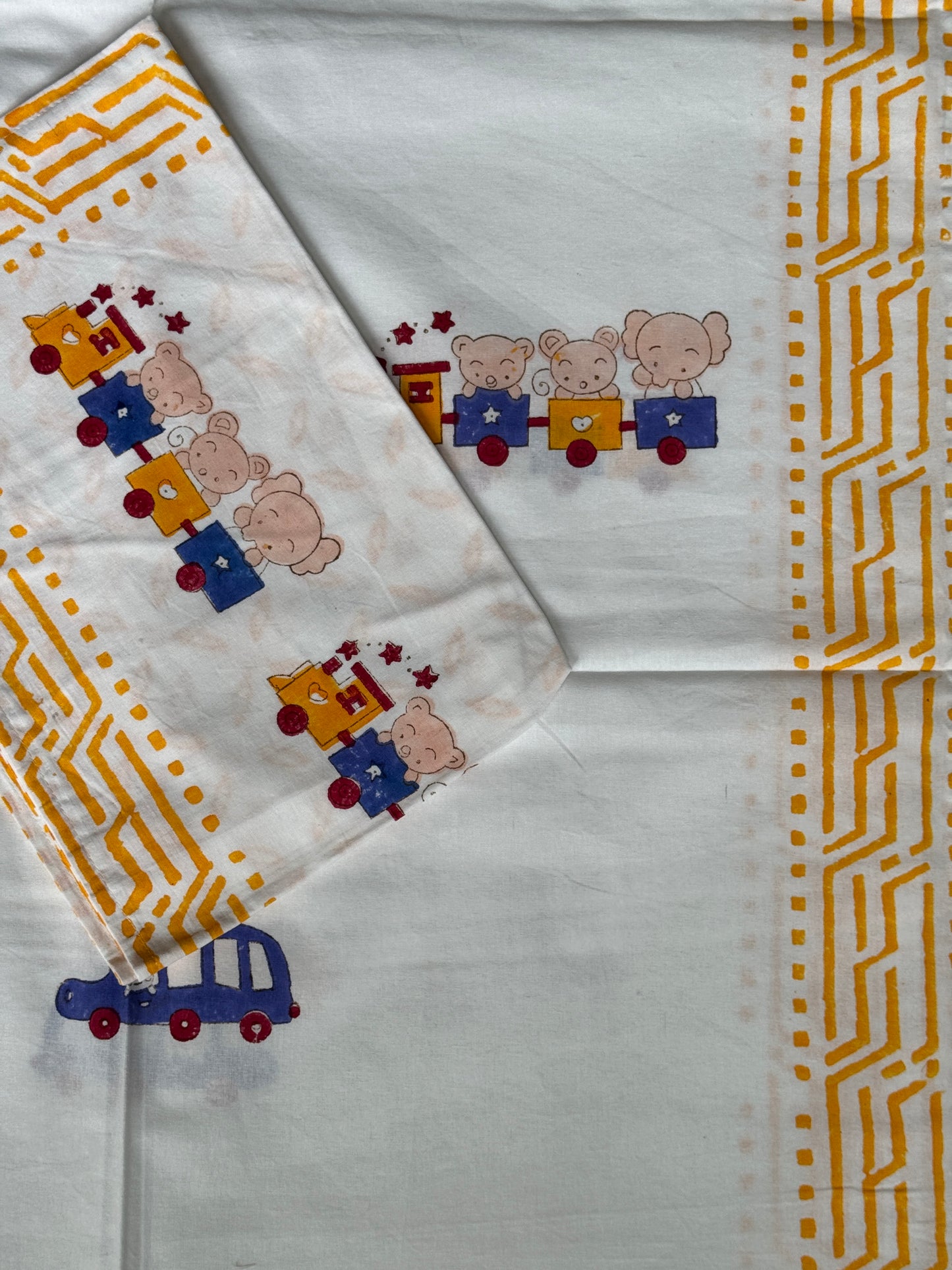 Cute prints single bedsheet & pillow cover in hand block printed pure cotton - multiple designs available