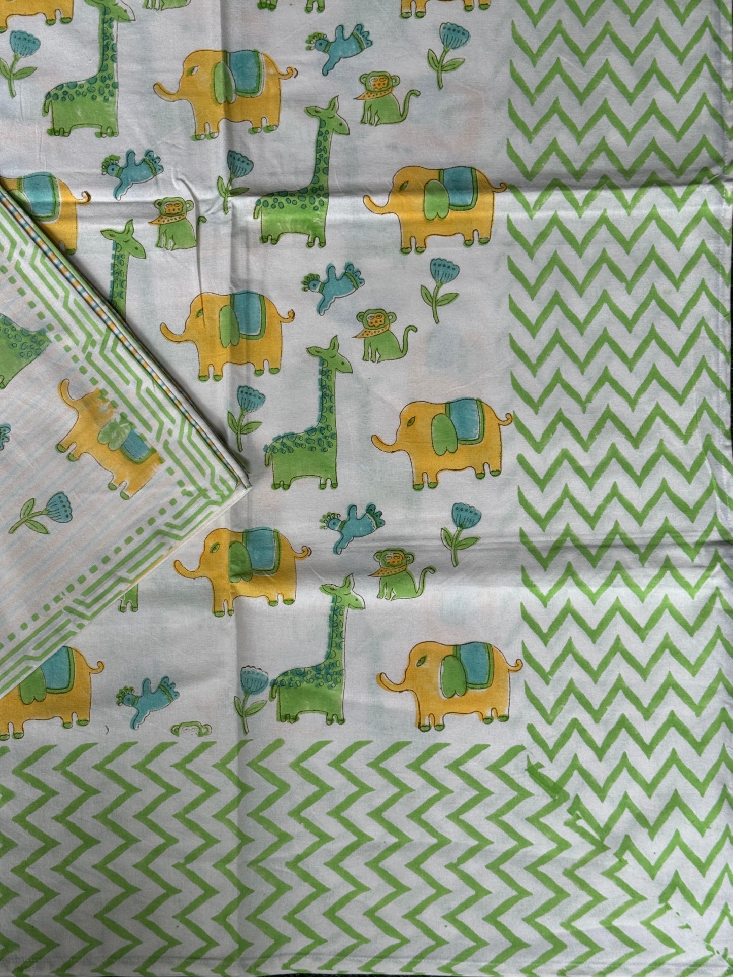 Cute prints single bedsheet & pillow cover in hand block printed pure cotton - multiple designs available